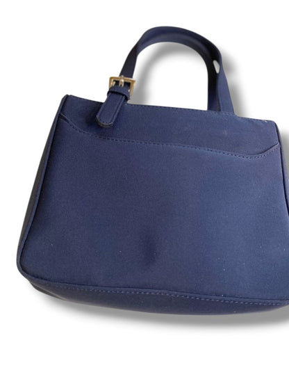 Amanda Smith Navy Blue Mini Satchel Handbag Triple Compartment 6"h x 7.5"l