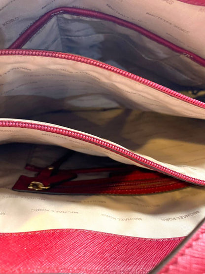 Michael Kors Jet Set Tote Handbag Dark Cherry Saffiano Leather Large