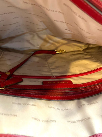 Michael Kors Jet Set Tote Handbag Dark Cherry Saffiano Leather Large