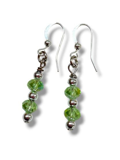 3 Pair Pierced Fishhook Earrings Silvertone Multicolor 1.25-1.75" Drop Dangle