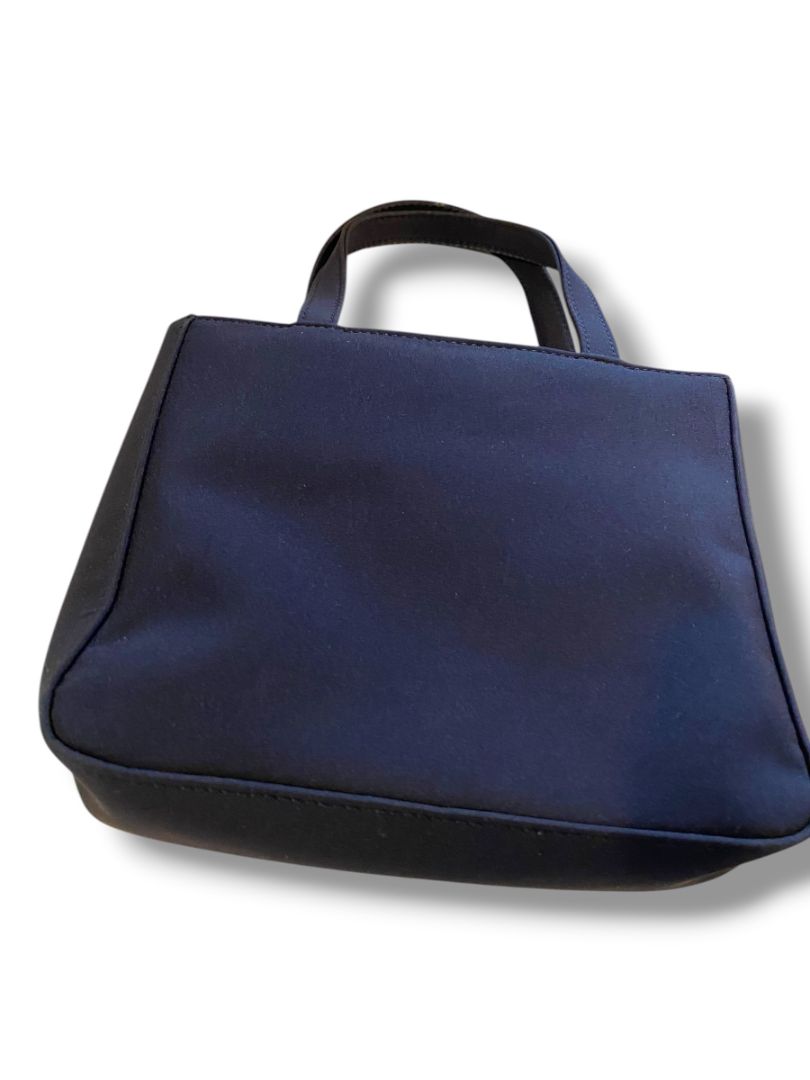 Amanda Smith Navy Blue Mini Satchel Handbag Triple Compartment 6"h x 7.5"l