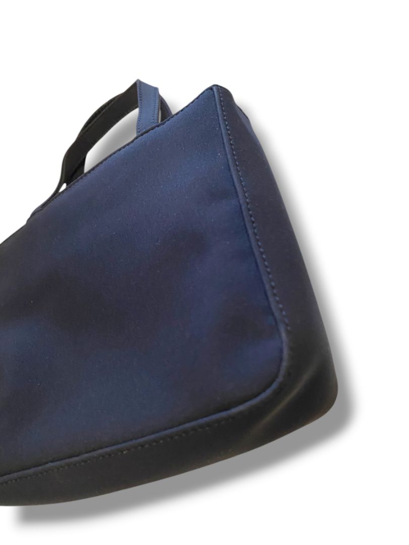 Amanda Smith Navy Blue Mini Satchel Handbag Triple Compartment 6"h x 7.5"l