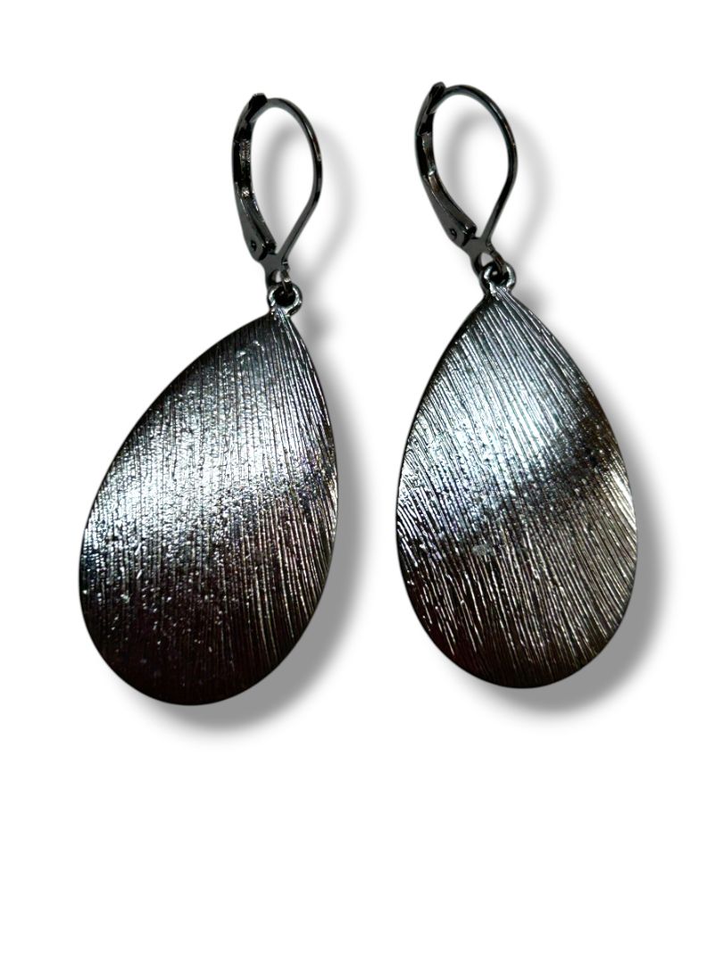 2 Pair Pierced Earrings Pewter Color Drop Dangle 1.5"-2" Drop Dangle