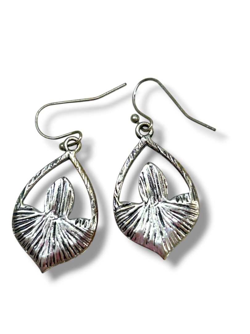 2 Pair Pierced Earrings Pewter Color Drop Dangle 1.5"-2" Drop Dangle