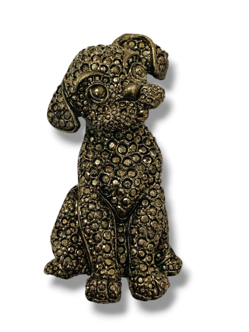 Raffine Signed Vintage Inspired Puppy Dog Sitting Brooch Pin 2.5"