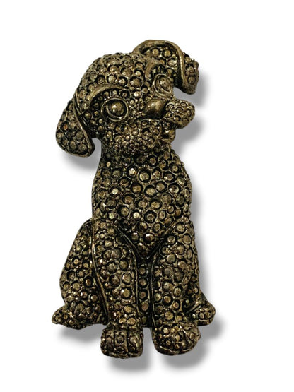 Raffine Signed Vintage Inspired Puppy Dog Sitting Brooch Pin 2.5"