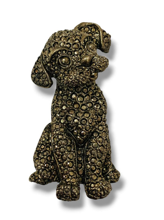 Raffine Signed Vintage Inspired Puppy Dog Sitting Brooch Pin 2.5"