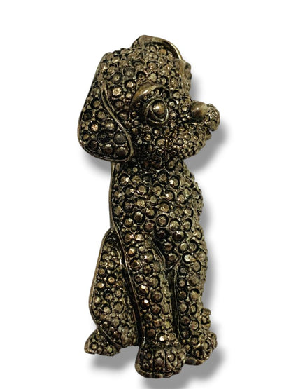 Raffine Signed Vintage Inspired Puppy Dog Sitting Brooch Pin 2.5"