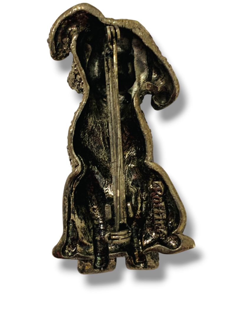 Raffine Signed Vintage Inspired Puppy Dog Sitting Brooch Pin 2.5"
