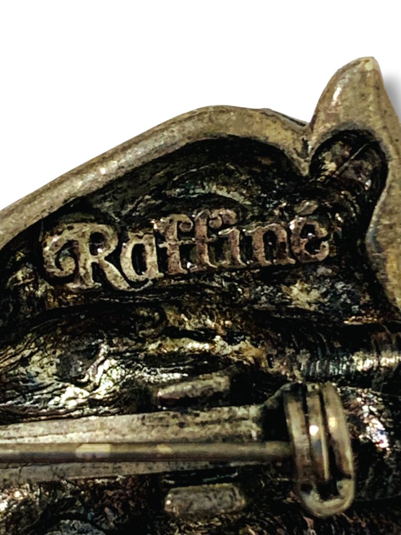 Raffine Signed Vintage Inspired Puppy Dog Sitting Brooch Pin 2.5"