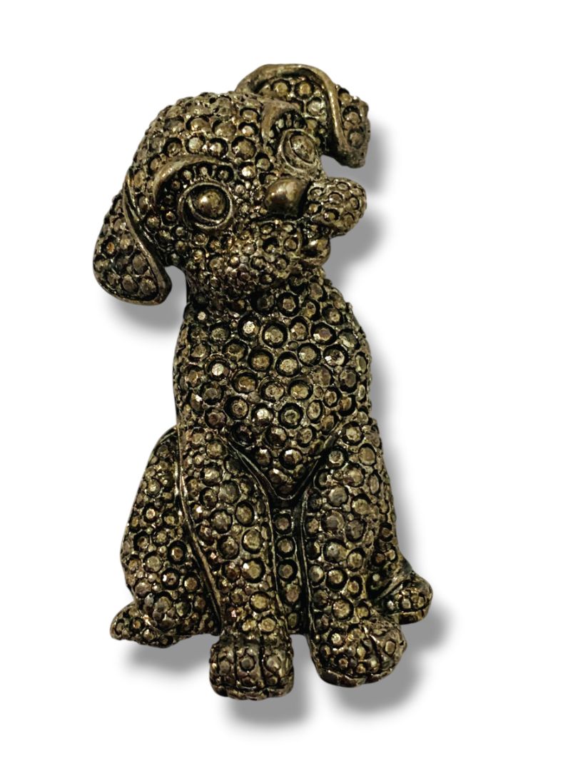 Raffine Signed Vintage Inspired Puppy Dog Sitting Brooch Pin 2.5"