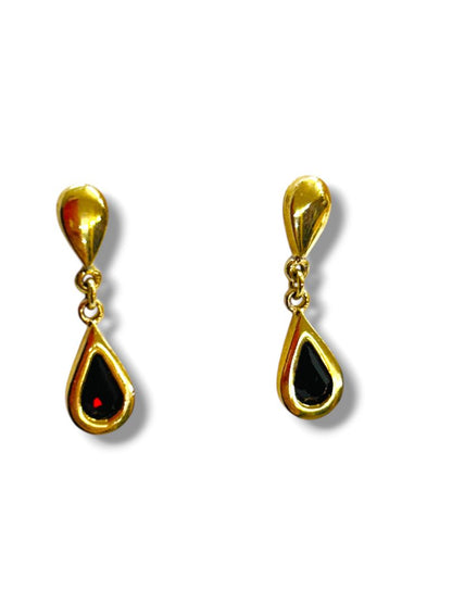 2 Pair Post Pierced Earrings Silvertone Flower .6" Goldtone Red .9" Drop