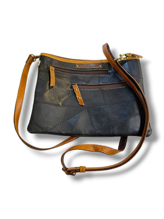 Vaan & Co Crossbody Bag RFID Protection Made with Leather Scraps Long Strap 32"