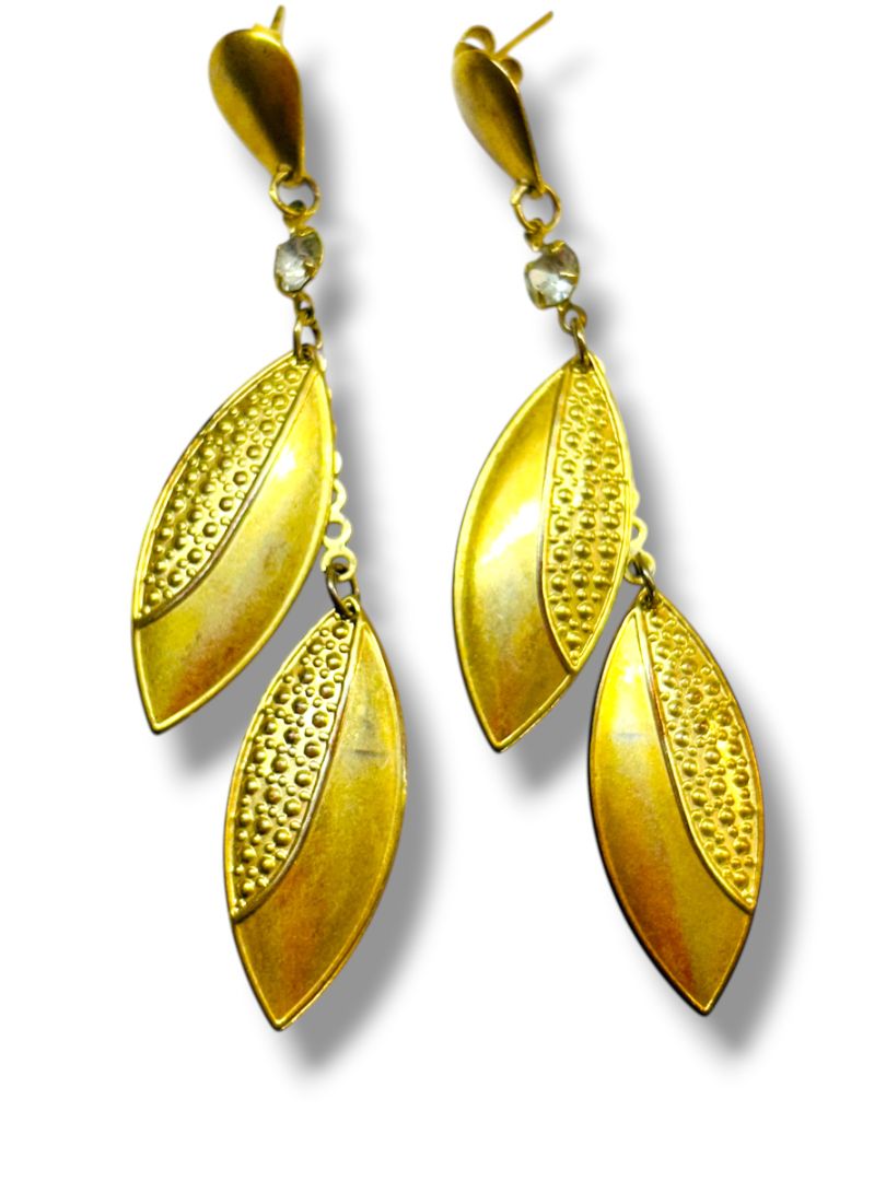 2 Pair Vintage Goldtone Post Pierced Earrings Dangle Drop 1.5-2.75"