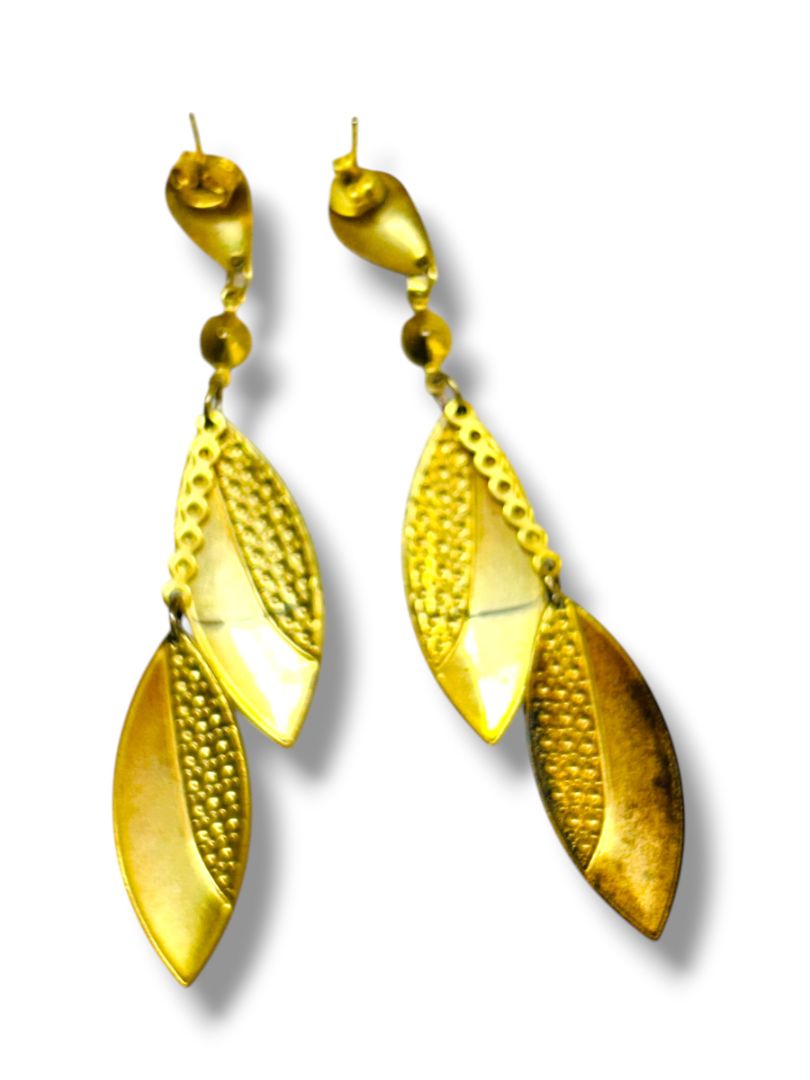 2 Pair Vintage Goldtone Post Pierced Earrings Dangle Drop 1.5-2.75"