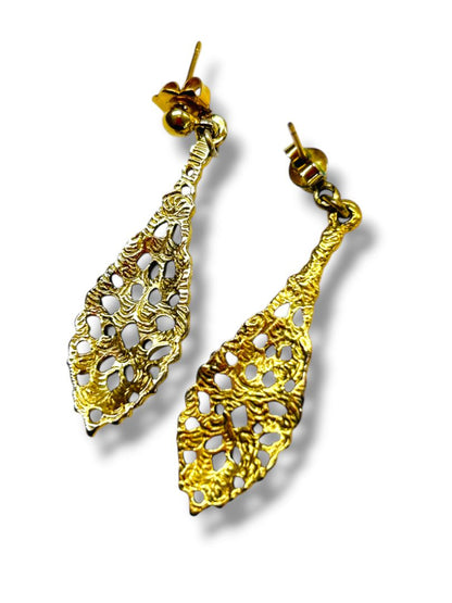 2 Pair Vintage Goldtone Post Pierced Earrings Dangle Drop 1.5-2.75"