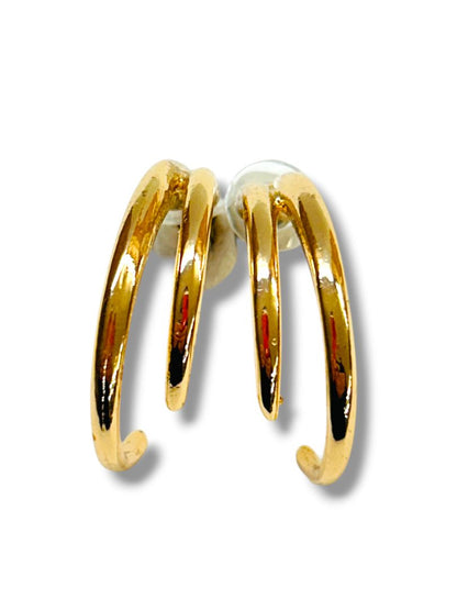 2 Pair of Goldtone Post Pierced Earrings Avon Heart Circle Hoop 1.25-1.5" Drop