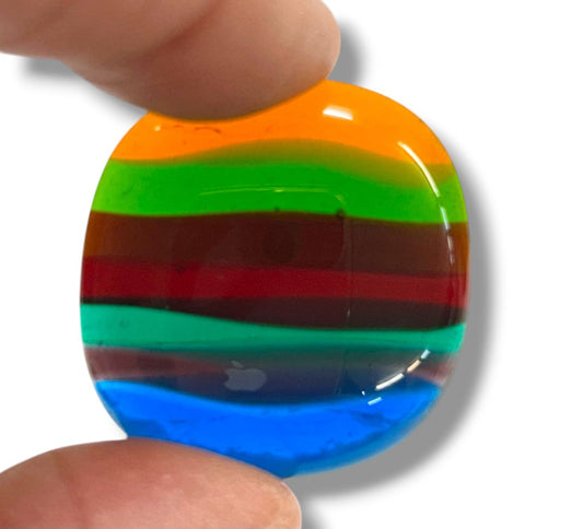 Striped Glass 1.2" Square Jewelry Making Retro Style Bright Multicolor