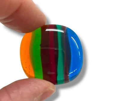 Striped Glass 1.2" Square Jewelry Making Retro Style Bright Multicolor