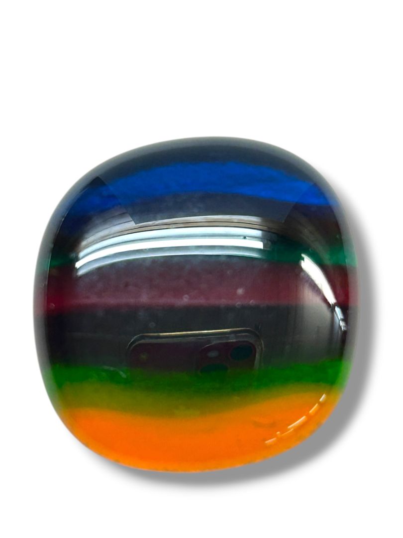 Striped Glass 1.2" Square Jewelry Making Retro Style Bright Multicolor