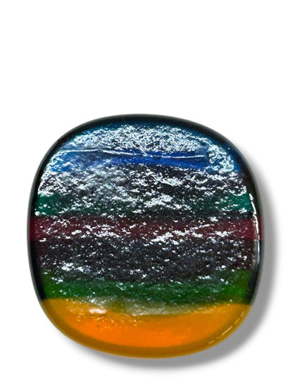 Striped Glass 1.2" Square Jewelry Making Retro Style Bright Multicolor