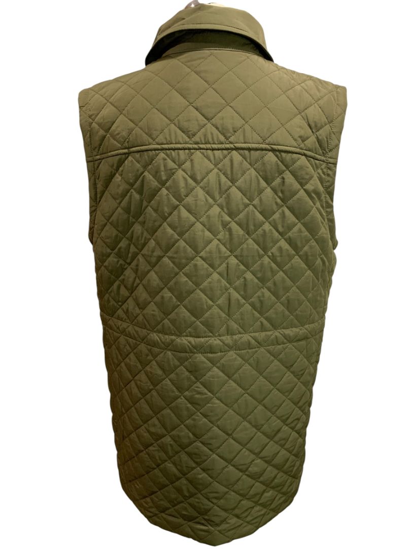 Size Large Talbots Womens Army Green Tunic Length Quilted Vest