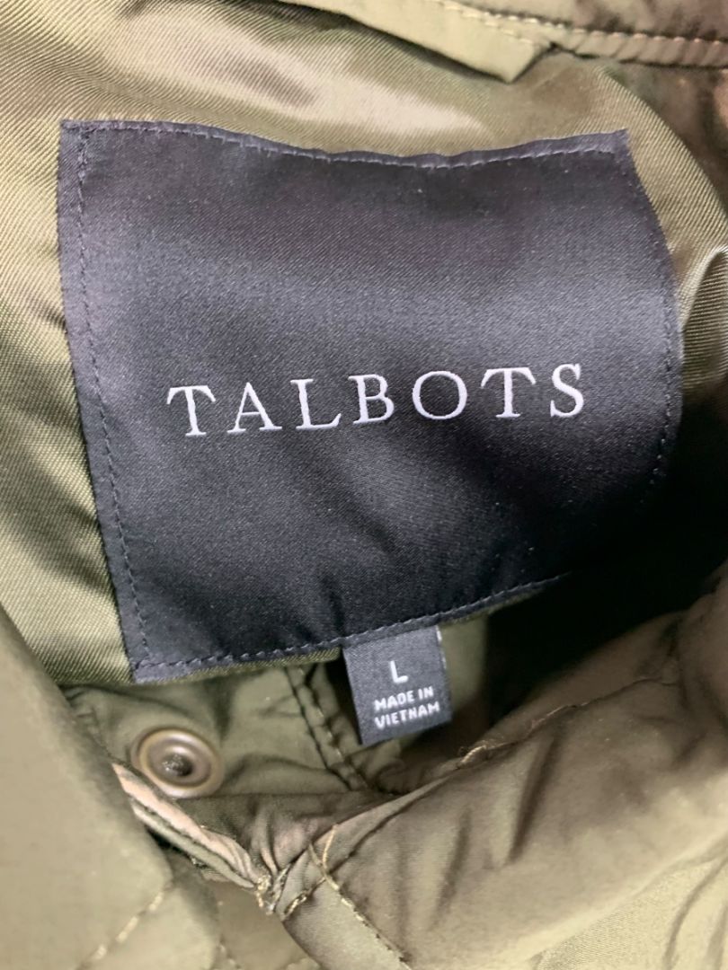 Size Large Talbots Womens Army Green Tunic Length Quilted Vest