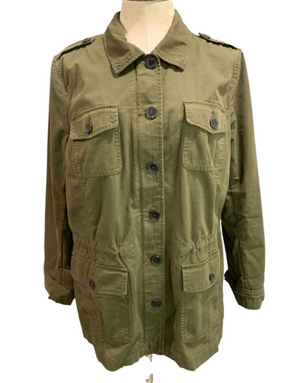 Size XL Talbots Womens Army Green Safari Jacket Button Up