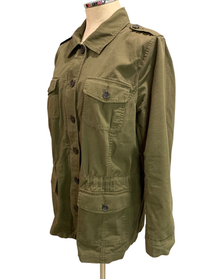 Size XL Talbots Womens Army Green Safari Jacket Button Up