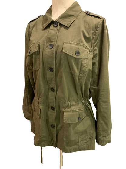 Size XL Talbots Womens Army Green Safari Jacket Button Up