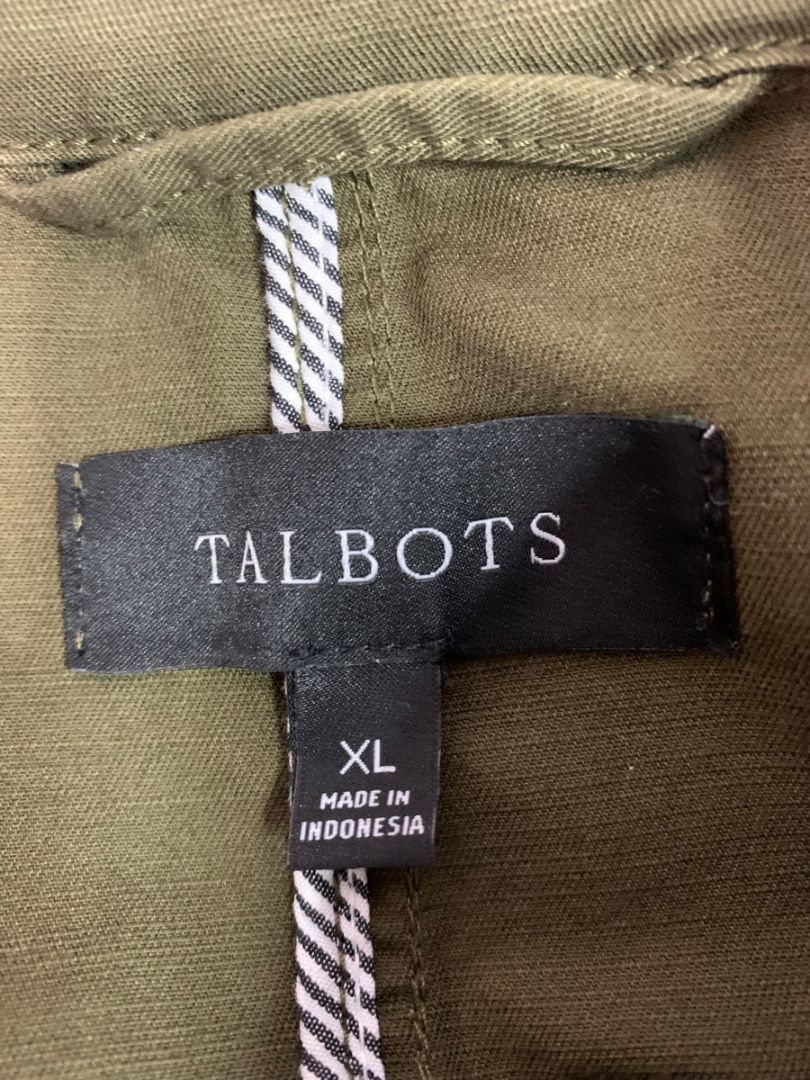Size XL Talbots Womens Army Green Safari Jacket Button Up