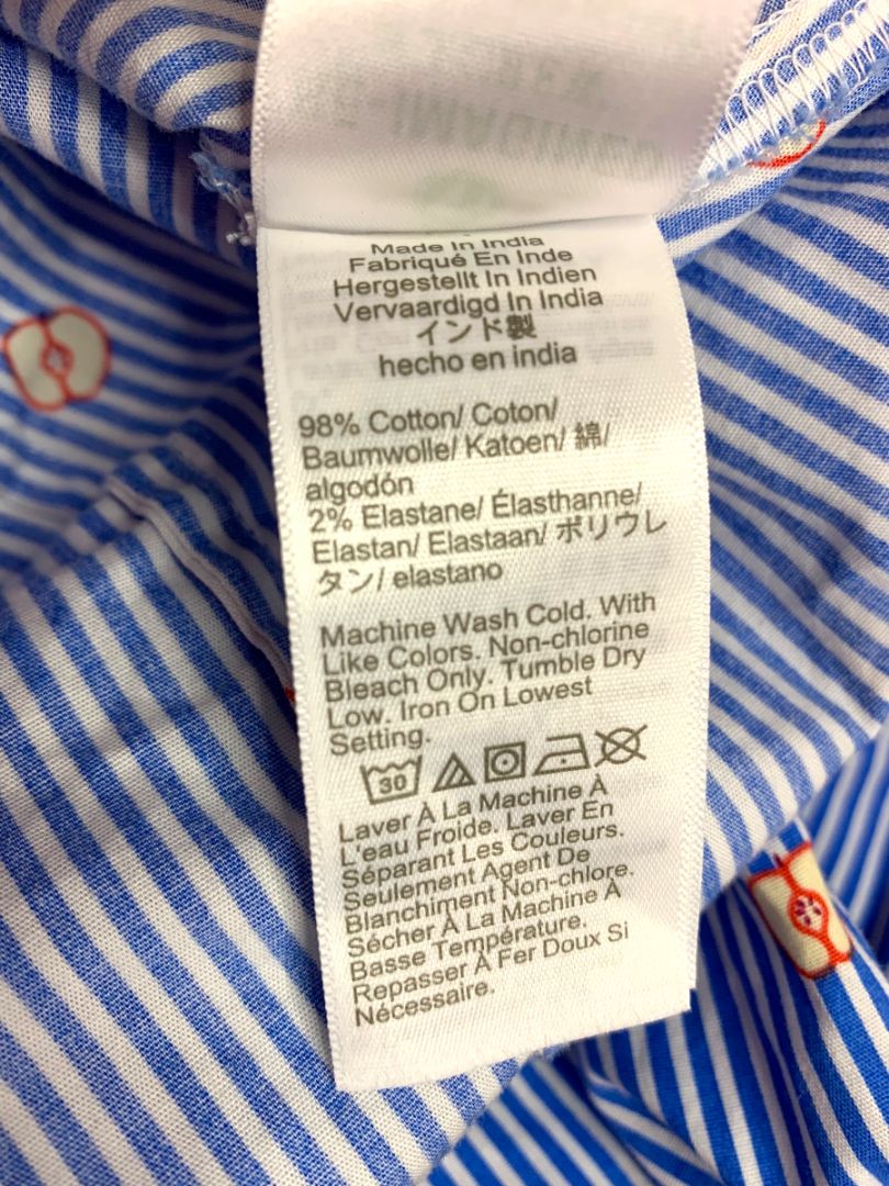 Size XS J.Crew Womens Cotton Poplin Button Up Shirt Apple Print Striped BK577