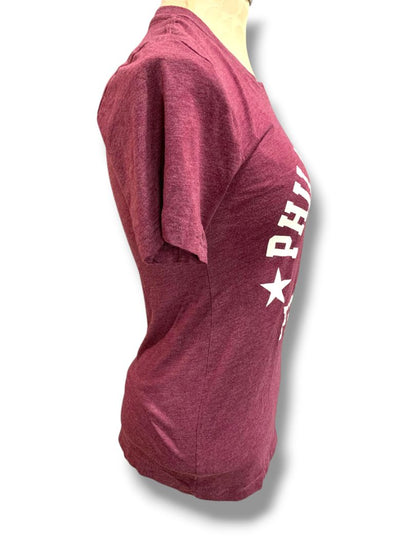 Size XS Womens Philadelphia Phillies Tshirt Heathered Burgundy