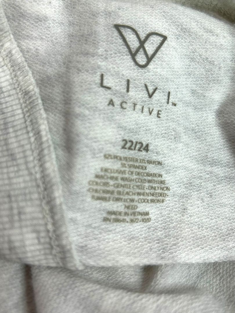 22/24 Livi Active Womens Plus Size Heathered Gray Lightweight Sweatshirt