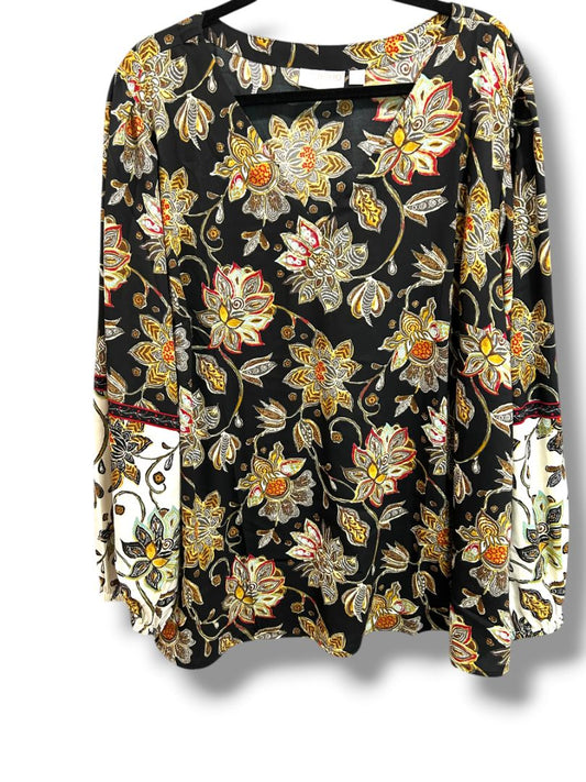 4X Belle Boho Kim Gravel Womens Plus Size Print Popover Blouse Shirt