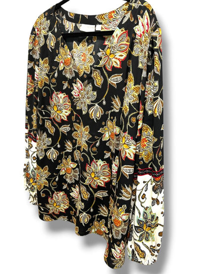 4X Belle Boho Kim Gravel Womens Plus Size Print Popover Blouse Shirt
