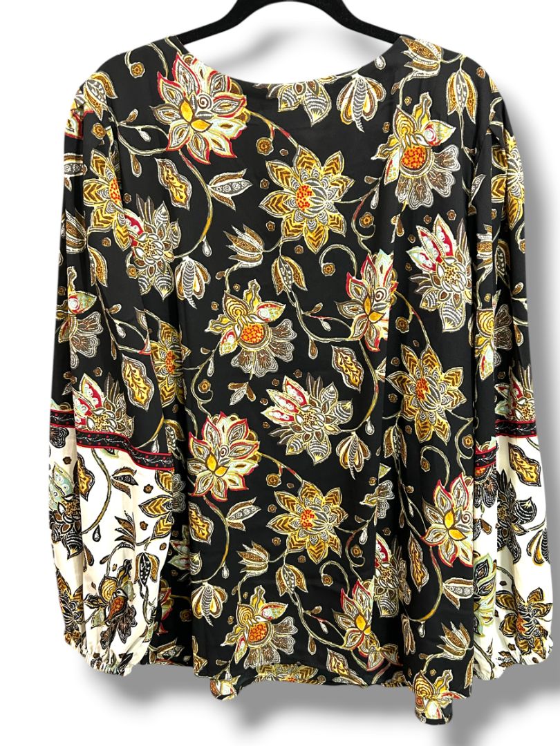 4X Belle Boho Kim Gravel Womens Plus Size Print Popover Blouse Shirt