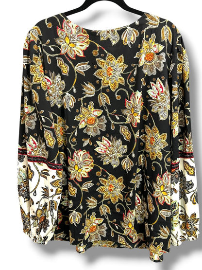4X Belle Boho Kim Gravel Womens Plus Size Print Popover Blouse Shirt