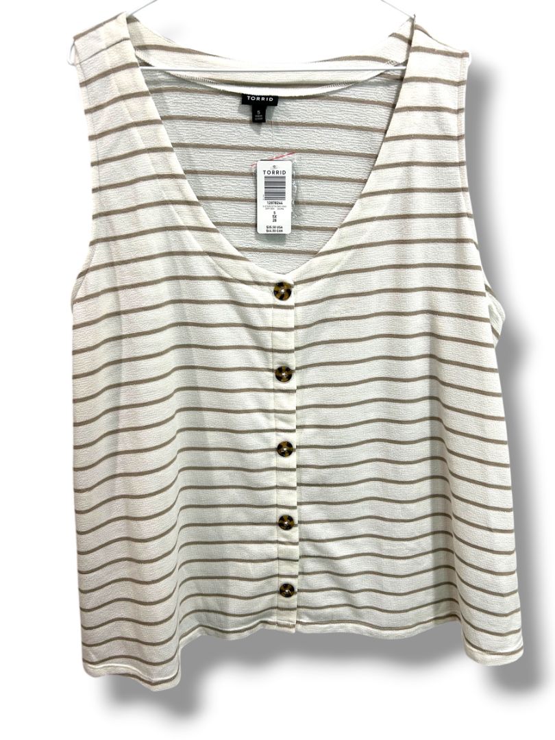 5X Torrid New Womens Plus Size Button Down Tank Stripe Shirt