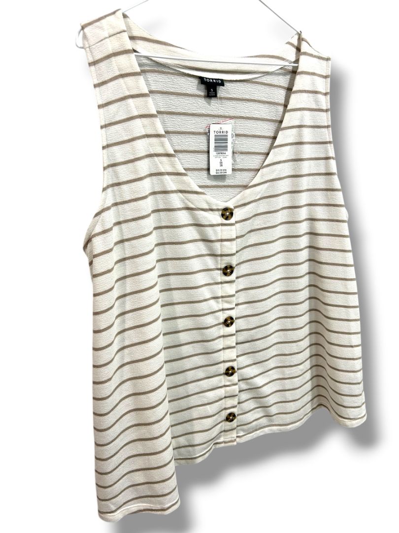 5X Torrid New Womens Plus Size Button Down Tank Stripe Shirt