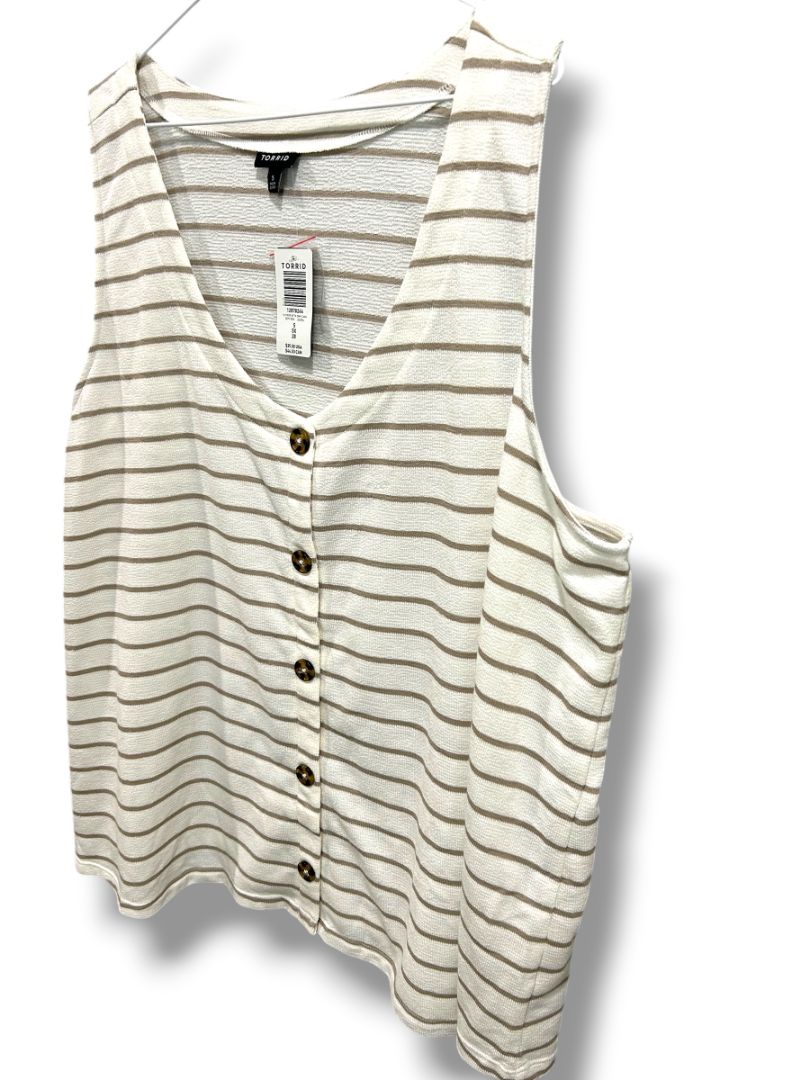 5X Torrid New Womens Plus Size Button Down Tank Stripe Shirt