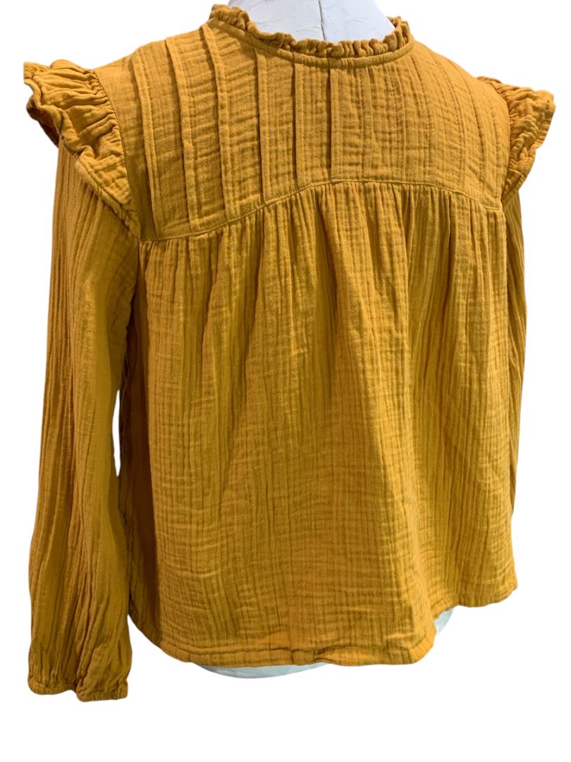 Size XXL Gap Kids Girls Mustard Yellow Cotton Gauzy Blouse Shirt