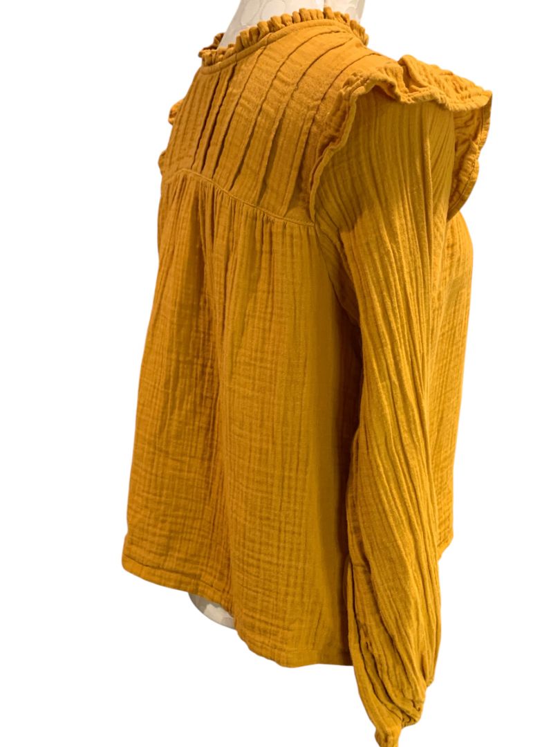 Size XXL Gap Kids Girls Mustard Yellow Cotton Gauzy Blouse Shirt