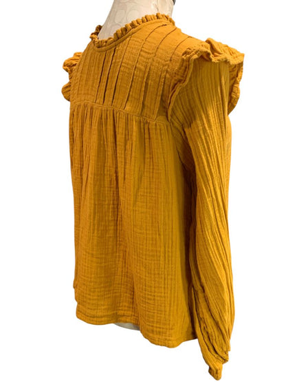Size XXL Gap Kids Girls Mustard Yellow Cotton Gauzy Blouse Shirt