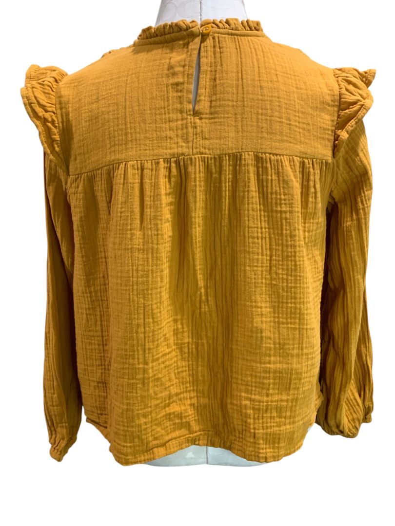Size XXL Gap Kids Girls Mustard Yellow Cotton Gauzy Blouse Shirt