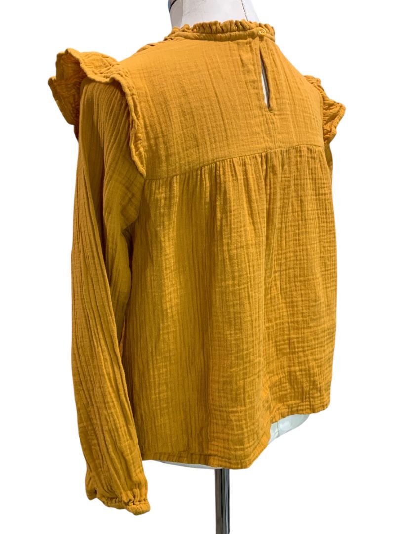 Size XXL Gap Kids Girls Mustard Yellow Cotton Gauzy Blouse Shirt