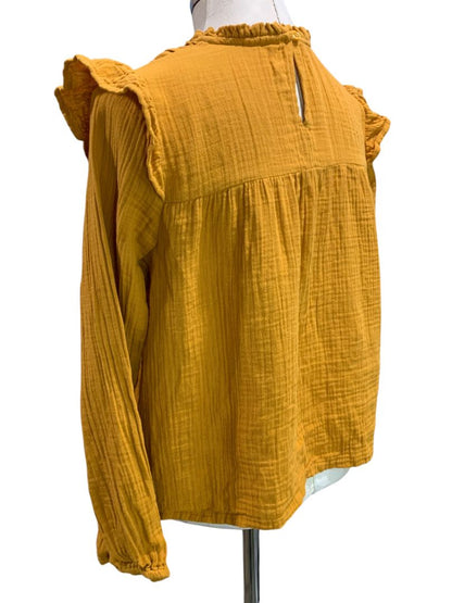 Size XXL Gap Kids Girls Mustard Yellow Cotton Gauzy Blouse Shirt