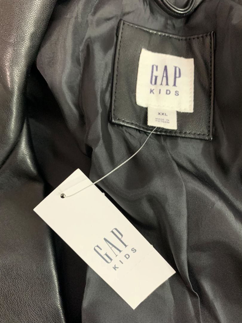 Size XXL Gap Kids New Vegan Leather Black Moto Style Jacket