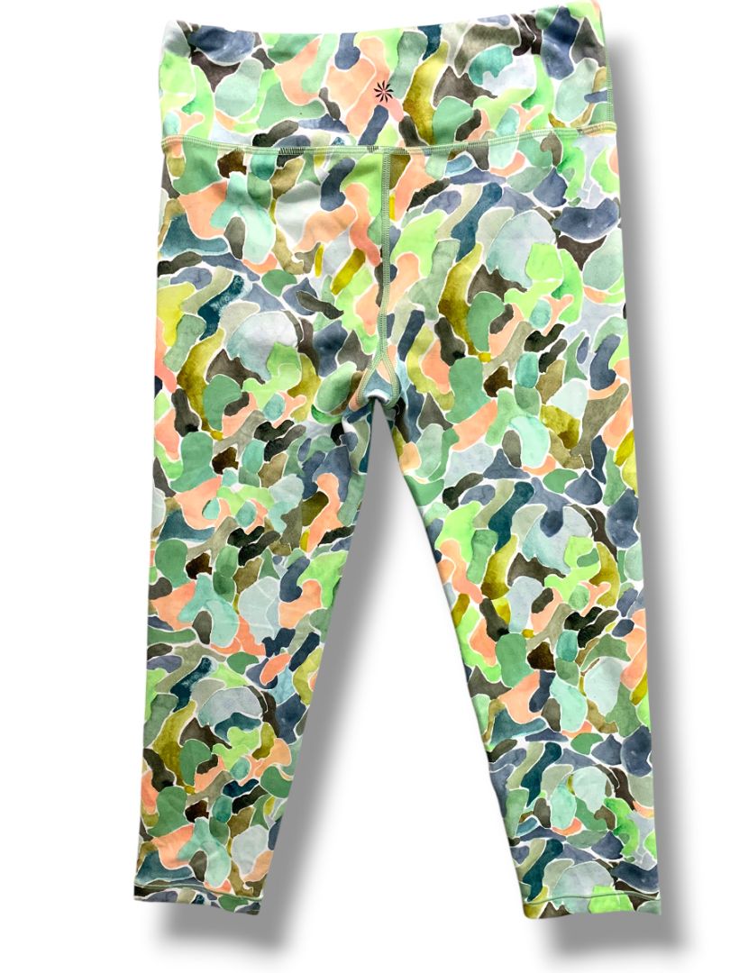 Size XXL Athleta Girl Chit Chat Leggings High Rise Printed Capri Green Print