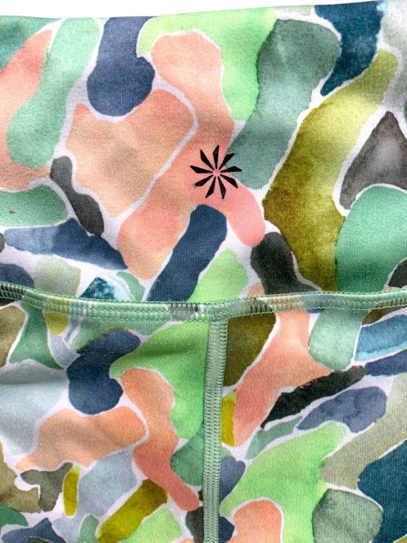 Size XXL Athleta Girl Chit Chat Leggings High Rise Printed Capri Green Print